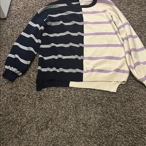Striped Navy and Cream Men's Sweater